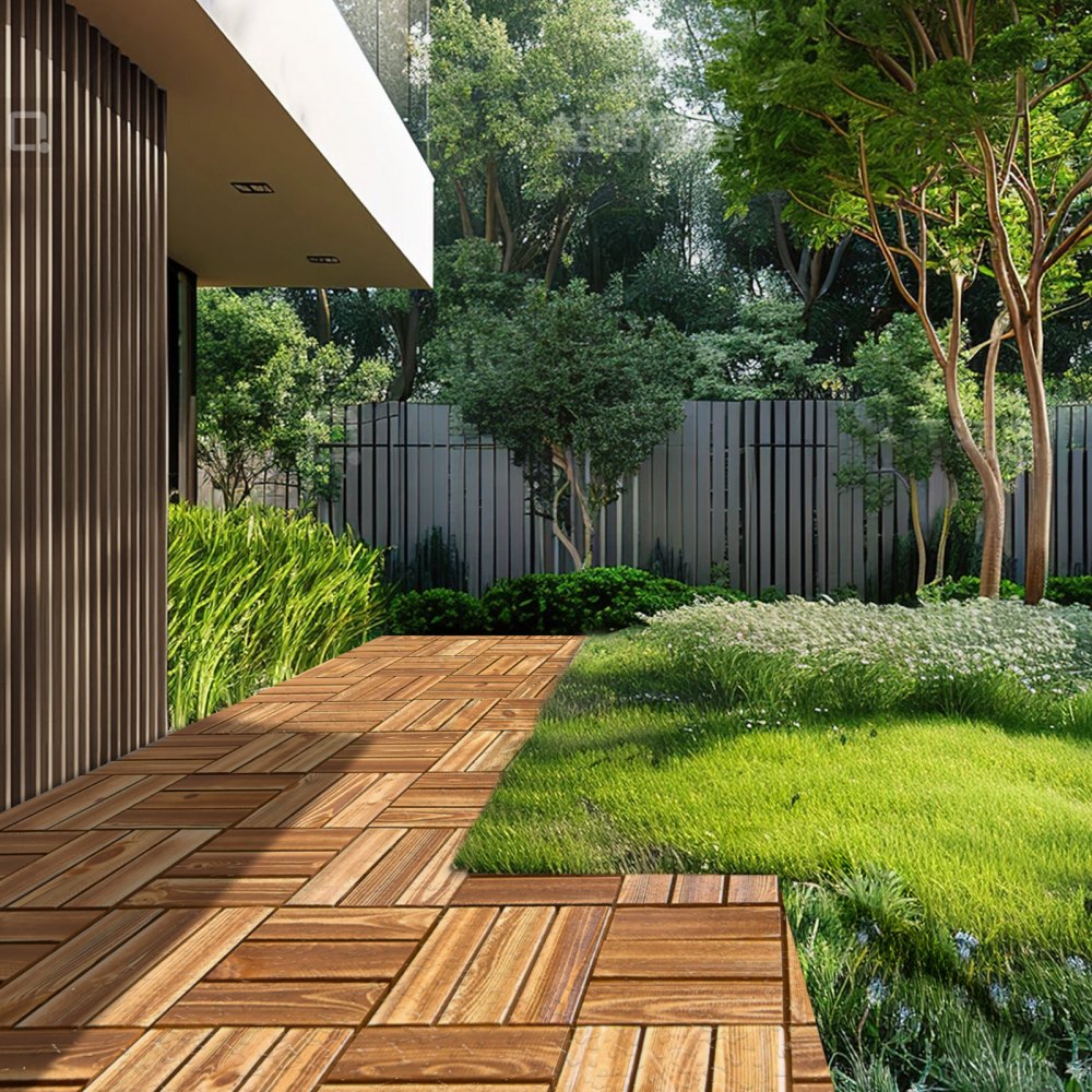 ALZM300-300-10 - Waterproof Interlocking Wood Tiles 11.6" x 11.6" for Versatile Flooring
