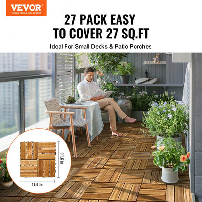 ALZM300-300-27 - Water-Resistant Interlocking Wood Deck Tiles for Easy Installation