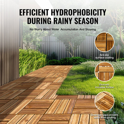ALZM300-300-27 - Water-Resistant Interlocking Wood Deck Tiles for Easy Installation