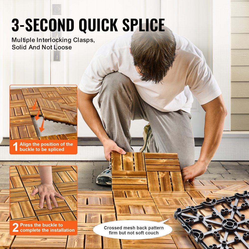 ALZM300-300-27 - Water-Resistant Interlocking Wood Deck Tiles for Easy Installation