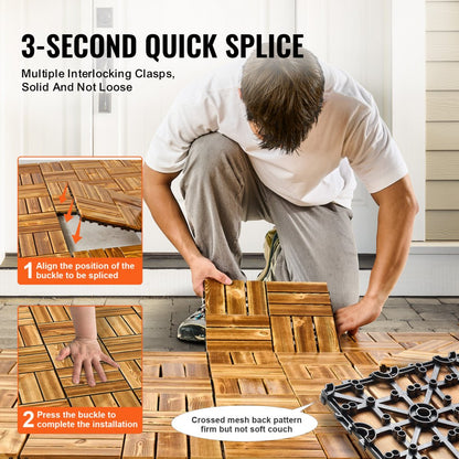 ALZM300-300-27 - Water-Resistant Interlocking Wood Deck Tiles for Easy Installation