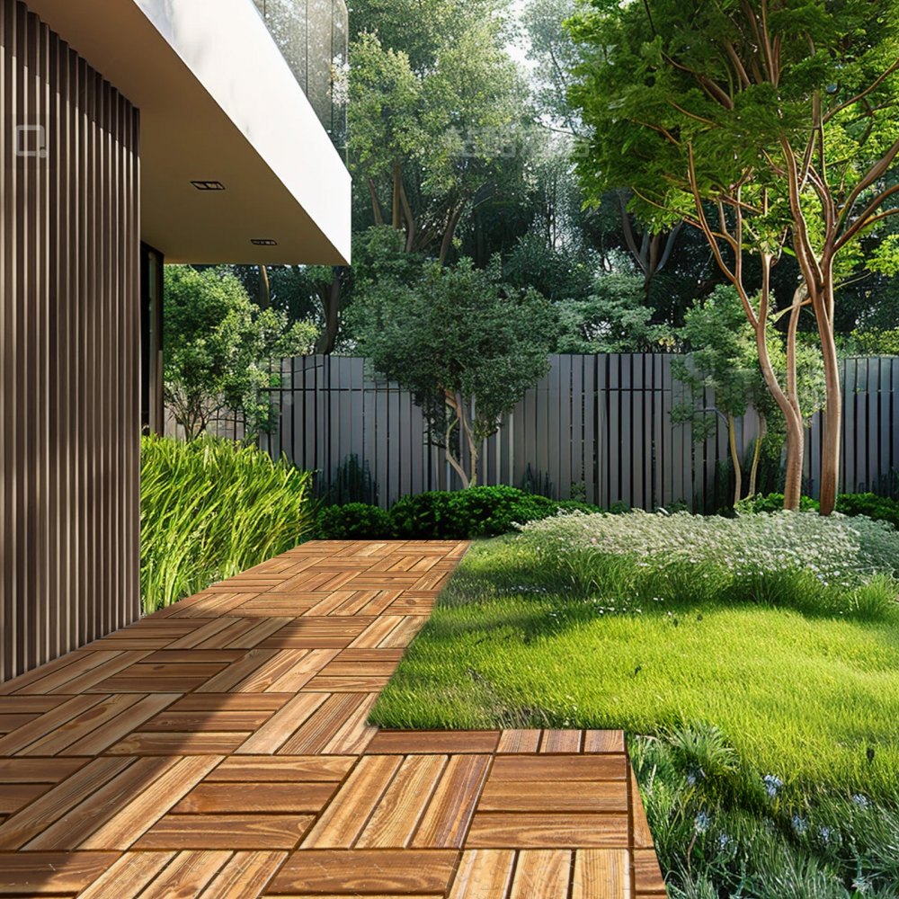 ALZM300-300-27 - Water-Resistant Interlocking Wood Deck Tiles for Easy Installation