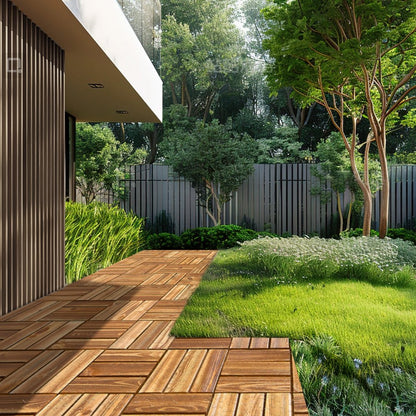 ALZM300-300-27 - Water-Resistant Interlocking Wood Deck Tiles for Easy Installation