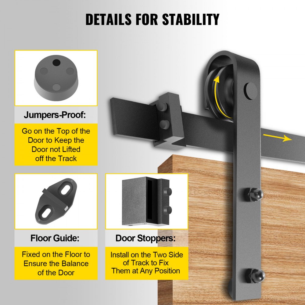 VV-HDGCDGM-SMDGJX9FT - 9FT Heavy-Duty Barn Door Hardware Kit for 330 lbs Capacity