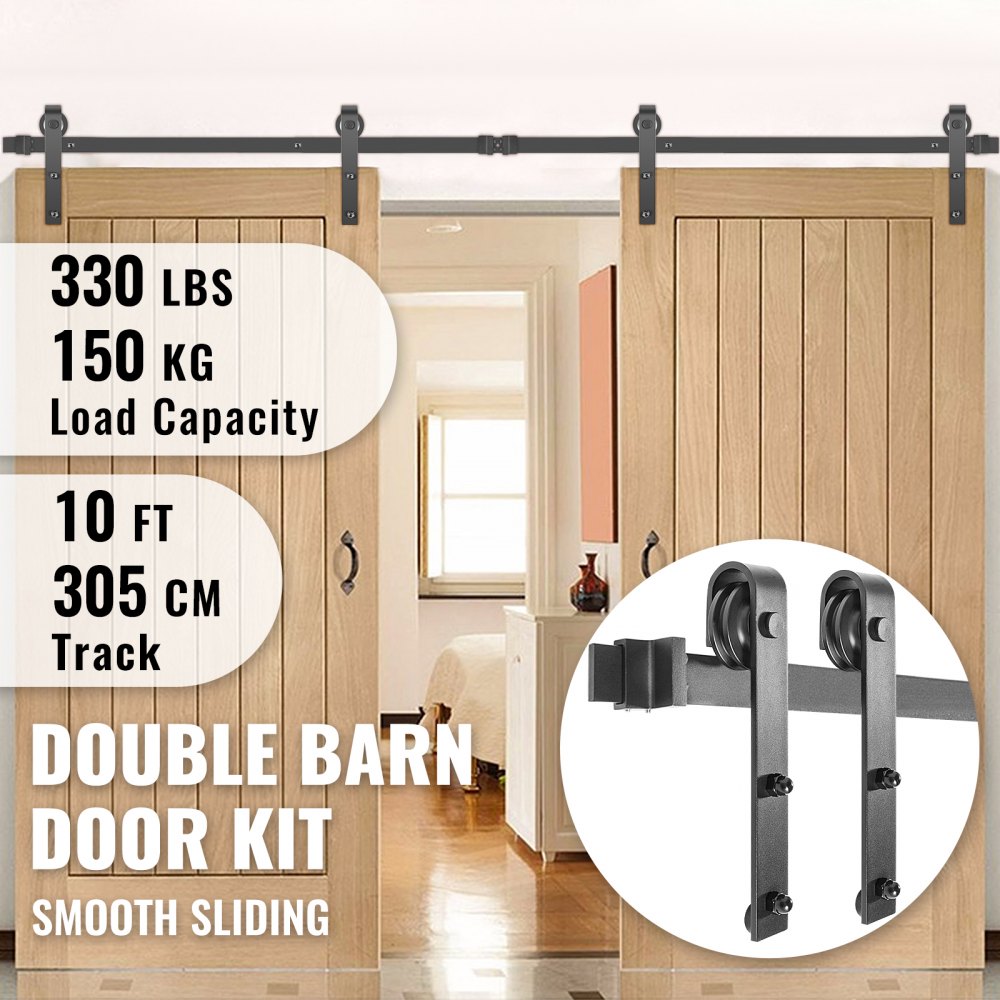 VV-HDGCDGM-SMDGJX10FT - 10FT Heavy-Duty Sliding Barn Door Hardware Kit