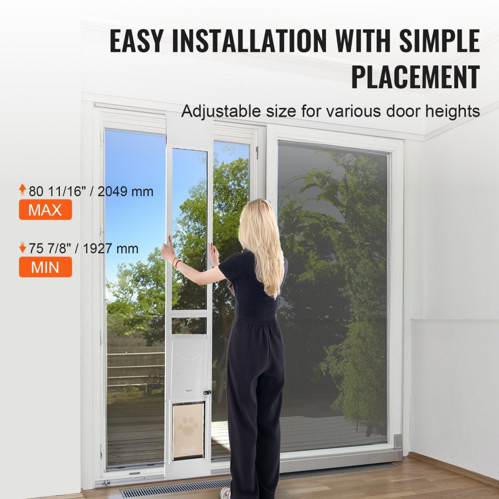 CWM03-M - Durable Dog Door for Sliding Glass, Adjustable 75 7/8" - 80 11/16"