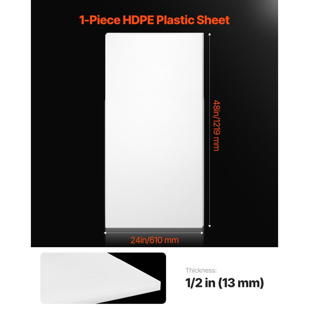 JT-HDPE-24*48 - 24x48" 1/2" Thick HDPE Plastic Sheet, High Strength