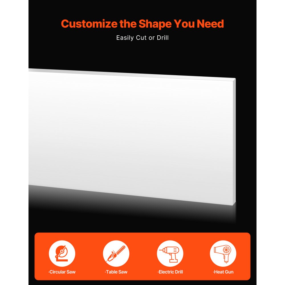 JT-HDPE-24*48 - 24x48" 1/2" Thick HDPE Plastic Sheet, High Strength