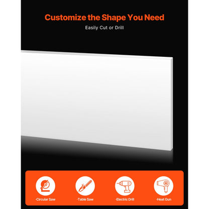 JT-HDPE-24*48 - 24x48" 1/2" Thick HDPE Plastic Sheet, High Strength