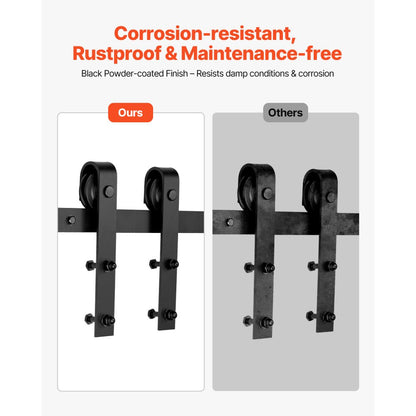 6FT-2D-5K-H - Heavy-Duty 6FT Barn Door Hardware Kit, Support 330 lbs