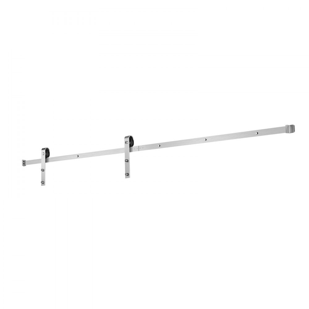 8FT-2D-6K - Durable 8FT Carbon Steel Barn Door Hardware Kit with Brushed Nickel Finish