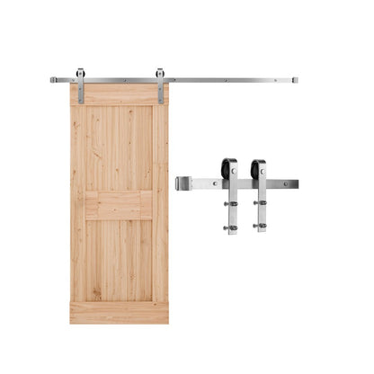 6.6FT-2D-5K-Y - Durable Carbon Steel Barn Door Hardware Kit with Brushed Nickel Finish