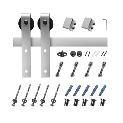 6.6FT-2D-5K-Y - Durable Carbon Steel Barn Door Hardware Kit with Brushed Nickel Finish