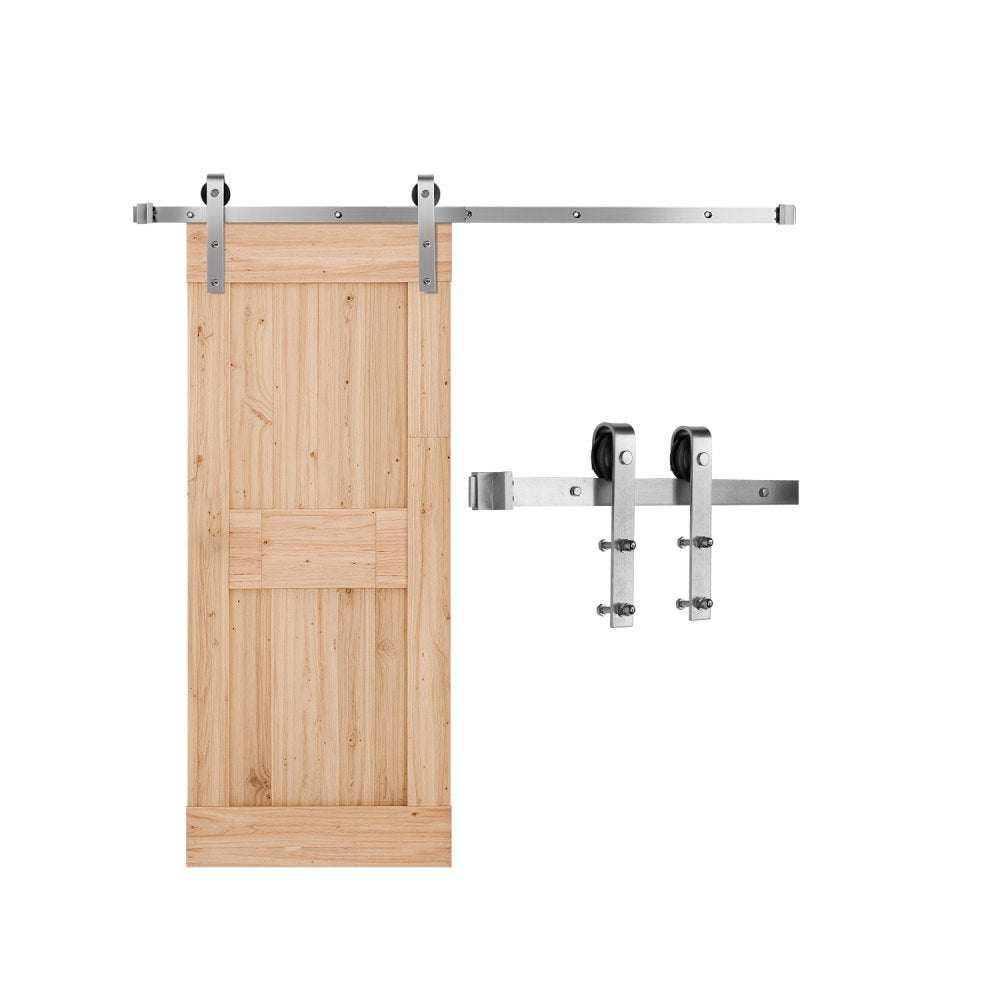 5FT-2D-5K-H - Durable Sliding Barn Door Hardware Kit with Brushed Nickel Finish