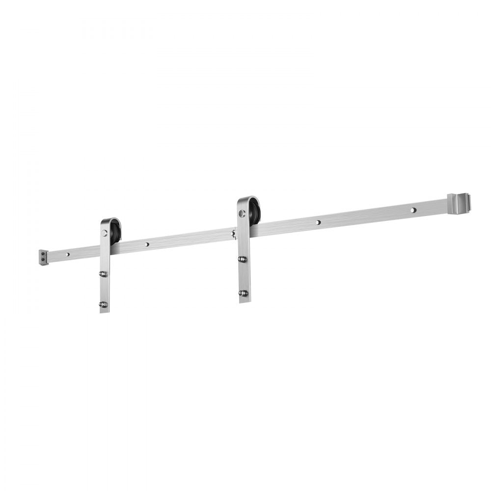 5FT-2D-5K-H - Durable Sliding Barn Door Hardware Kit with Brushed Nickel Finish