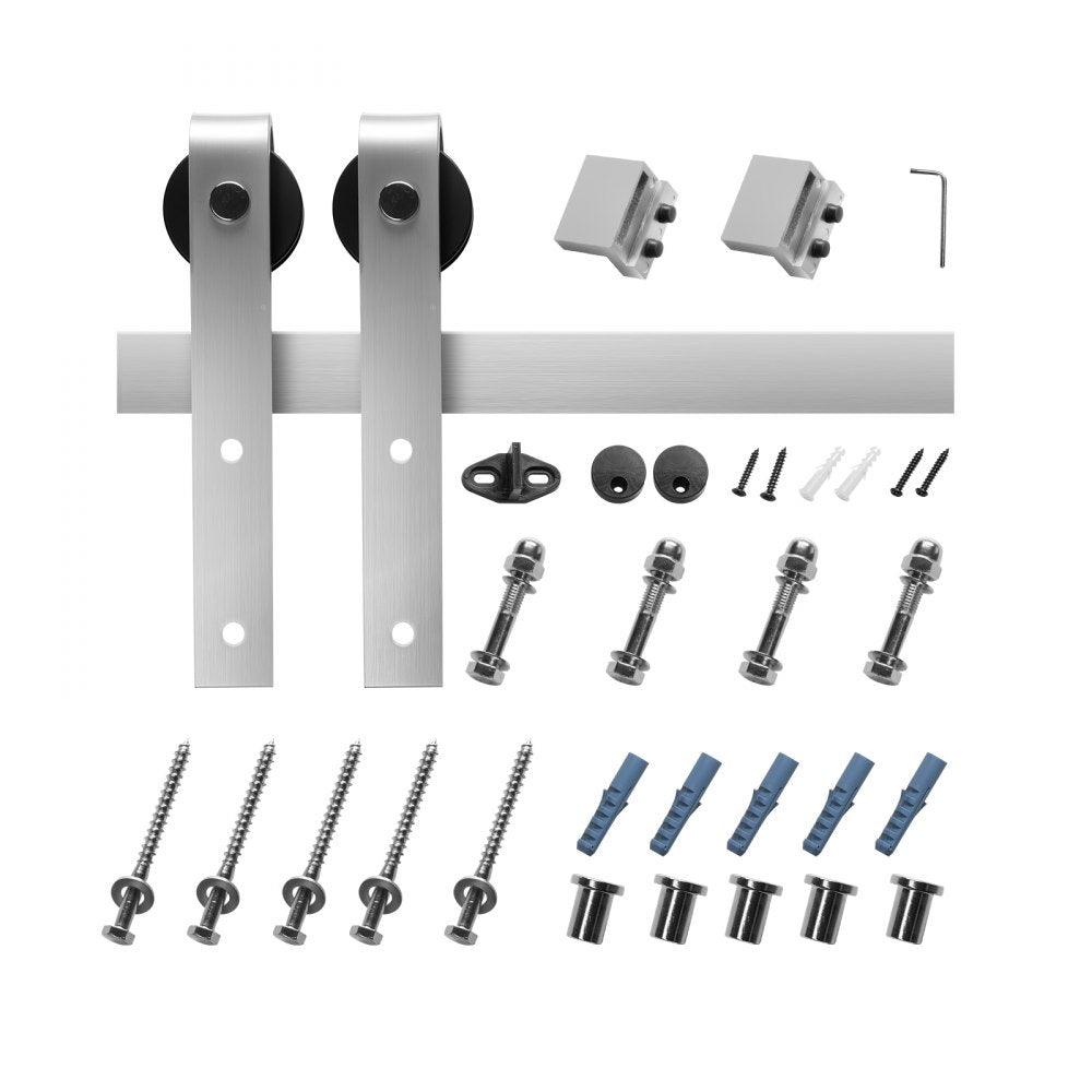 5FT-2D-5K-H - Durable Sliding Barn Door Hardware Kit with Brushed Nickel Finish