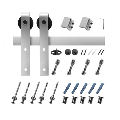 5FT-2D-5K-H - Durable Sliding Barn Door Hardware Kit with Brushed Nickel Finish