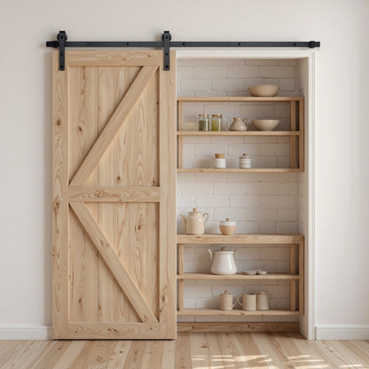 6.6FT-2D-5K-H - Durable Carbon Steel Barn Door Hardware Kit, 330lbs Capacity