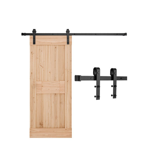 6.6FT-2D-5K-H - Durable Carbon Steel Barn Door Hardware Kit, 330lbs Capacity