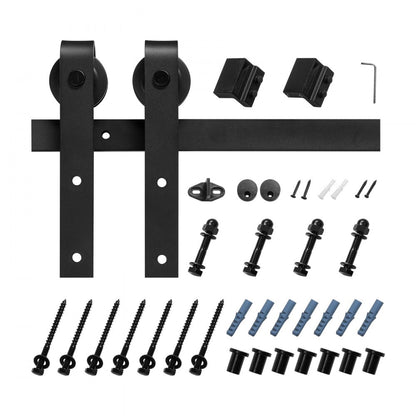 10FT-3D-7K-J - Heavy-Duty Carbon Steel 10FT Sliding Barn Door Hardware Kit