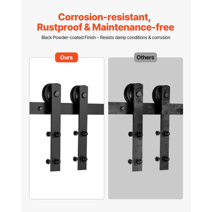 10FT-3D-7K-I - Durable Barn Door Hardware Kit with Steel Track, Easy Install