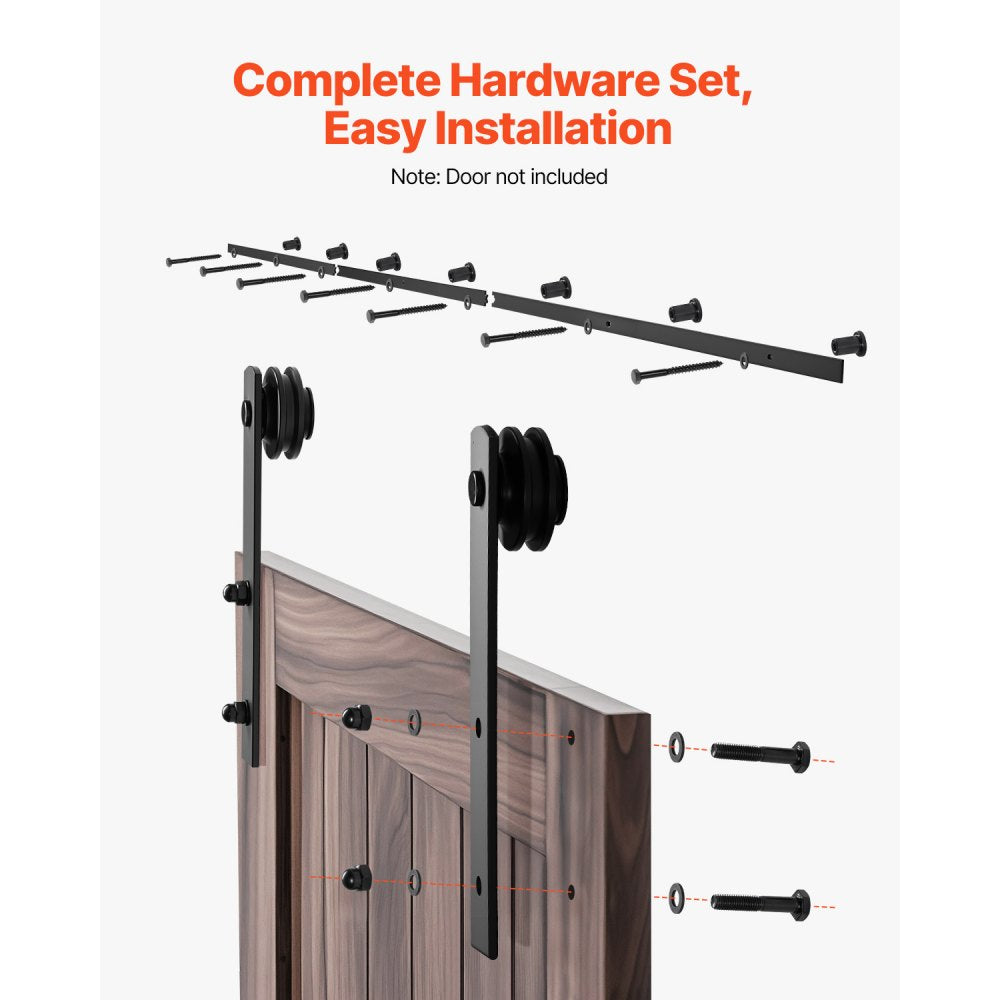 10FT-3D-7K-I - Durable Barn Door Hardware Kit with Steel Track, Easy Install