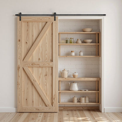 10FT-3D-7K-I - Durable Barn Door Hardware Kit with Steel Track, Easy Install