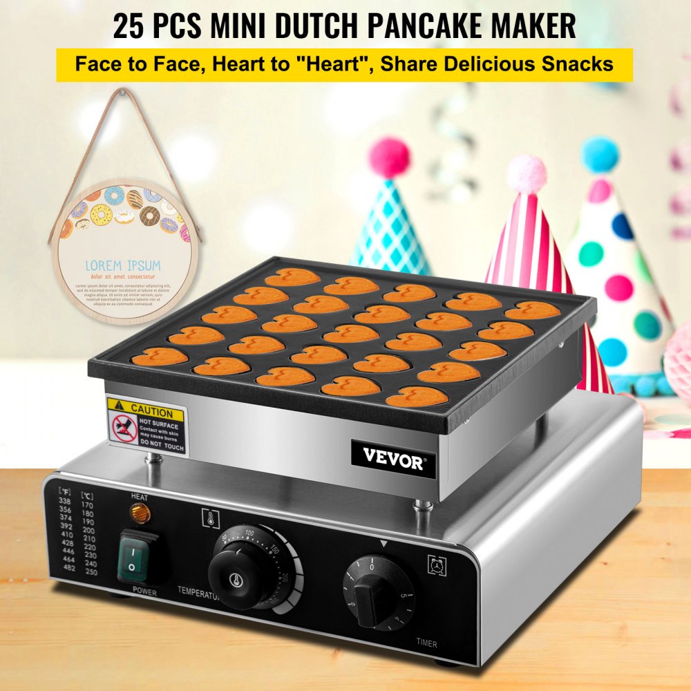 HT-2240B - Durable Heart-Shaped Poffertjes Maker with Adjustable Temperature