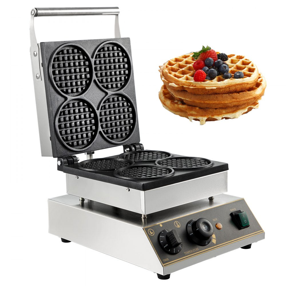 010119206373 - Stainless Steel Waffle Maker with Teflon Nonstick Plates