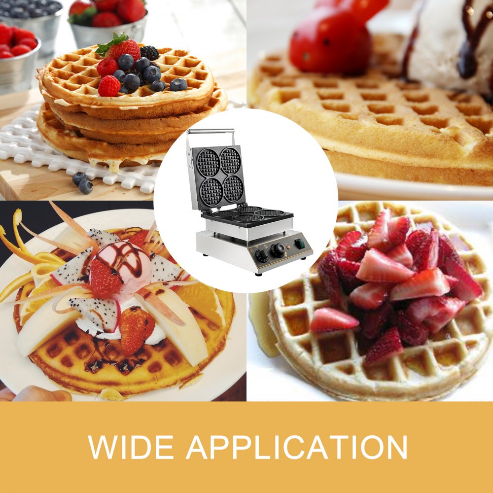 010119206373 - Stainless Steel Waffle Maker with Teflon Nonstick Plates