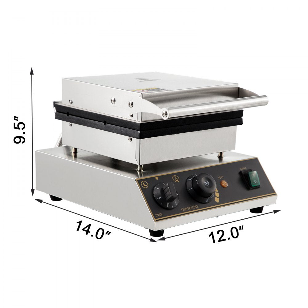 010119206373 - Stainless Steel Waffle Maker with Teflon Nonstick Plates