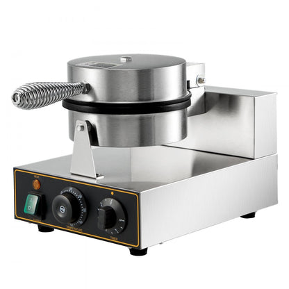 010578633758 - Stainless Steel Round Waffle Maker with Precision Controls