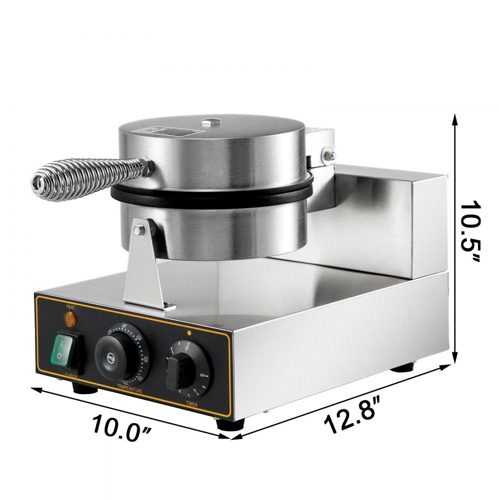 010578633758 - Stainless Steel Round Waffle Maker with Precision Controls