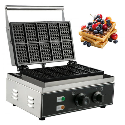 010791869369 - Durable Stainless Steel Rectangle Waffle Maker with Nonstick Pans