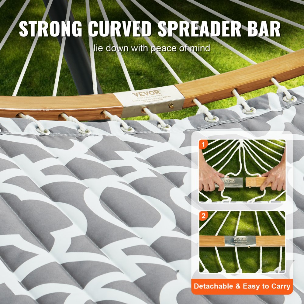 WBJMT-02 - VEVOR 75"x55" Double Quilted Hammock with Stand & Pillow