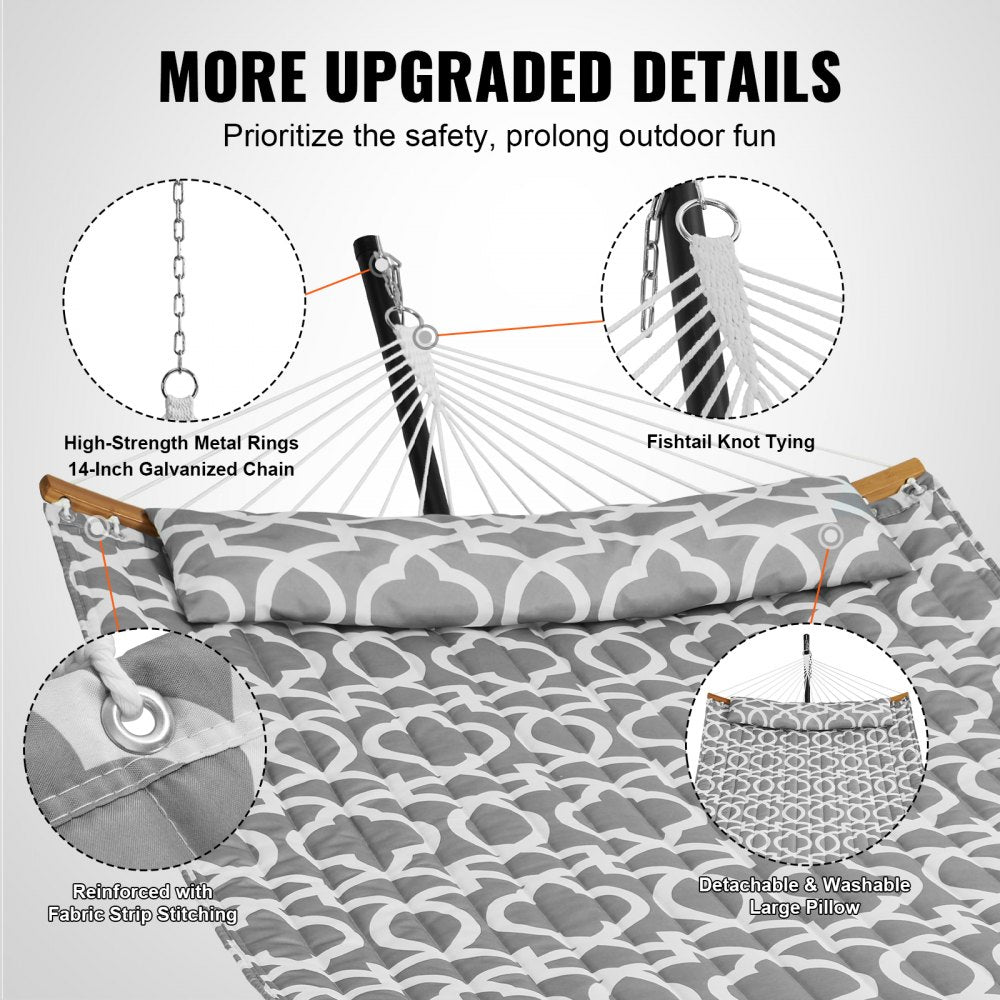 WBJMT-02 - VEVOR 75"x55" Double Quilted Hammock with Stand & Pillow