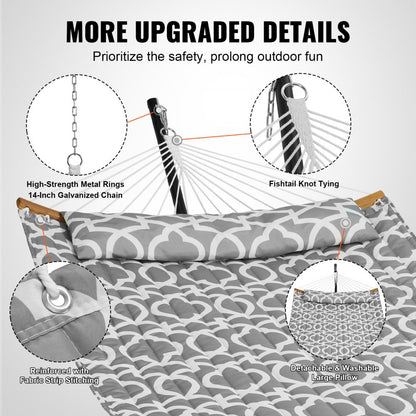 WBJMT-02 - VEVOR 75"x55" Double Quilted Hammock with Stand & Pillow