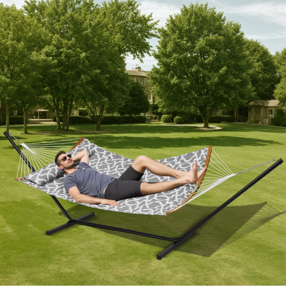WBJMT-02 - VEVOR 75"x55" Double Quilted Hammock with Stand & Pillow