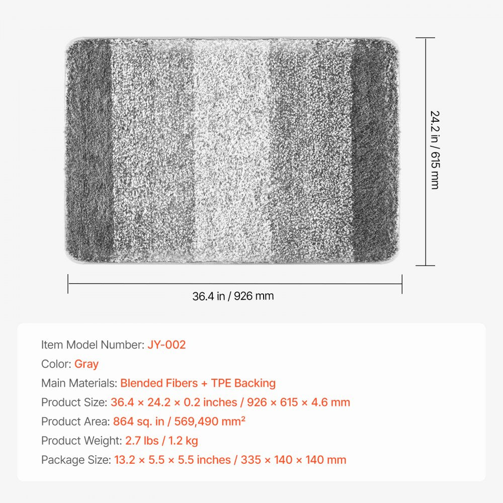 JY-002 - 36"x24" Non-Slip Plush Bathroom Rug, Super Absorbent & Washable