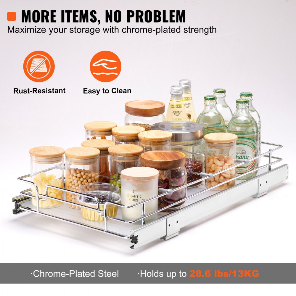 LX-C9261B - Durable 12.5" Chrome Pull-Out Organizer for Easy Access