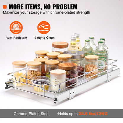 LX-C9261B - Durable 12.5" Chrome Pull-Out Organizer for Easy Access