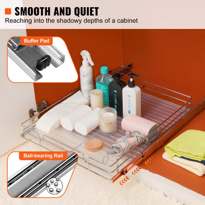 LX-C9263B - 18.5" Chrome Pull-Out Cabinet Organizer with Adjustable Shelves