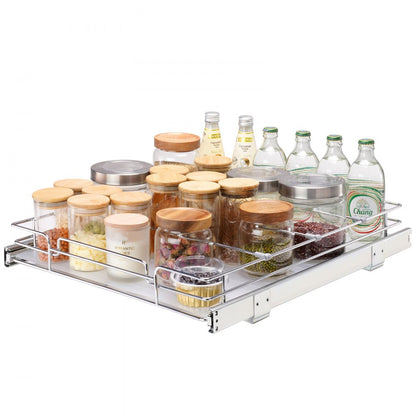 LX-C9263B - 18.5" Chrome Pull-Out Cabinet Organizer with Adjustable Shelves