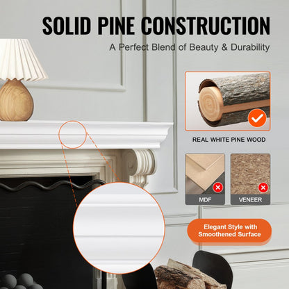 WT72-8-5 - 72" Pine Floating Mantel Shelf - Rustic Elegance for Any Room