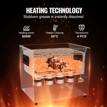 KZ-F10 - 10L VEVOR Ultrasonic Cleaner with Digital Control Panel