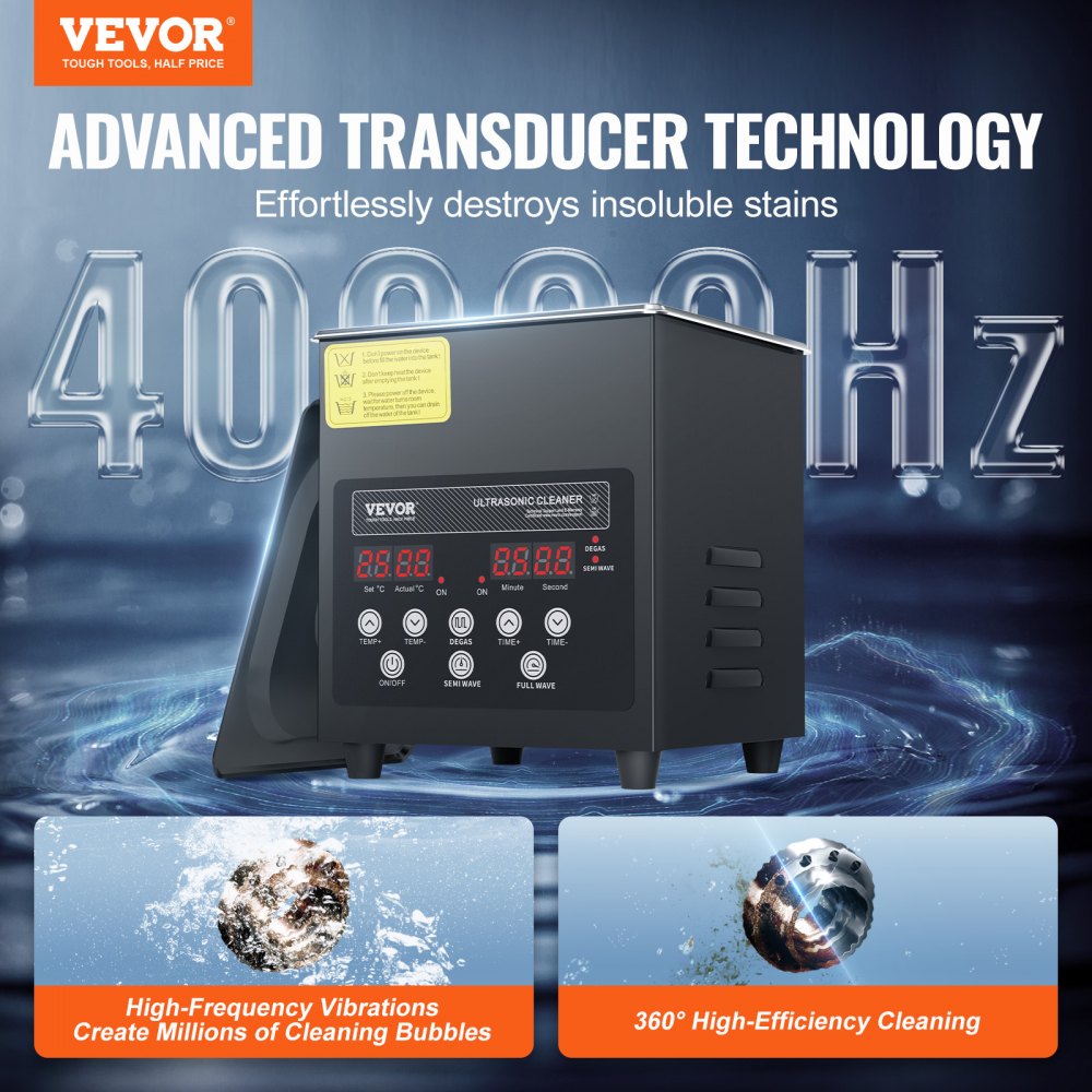 KZ-F2 - 2L VEVOR Ultrasonic Cleaner with Digital Control Panel