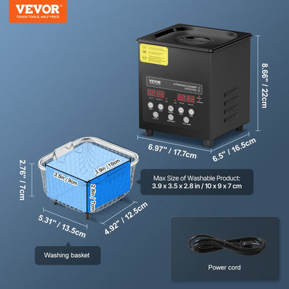 KZ-F2 - 2L VEVOR Ultrasonic Cleaner with Digital Control Panel