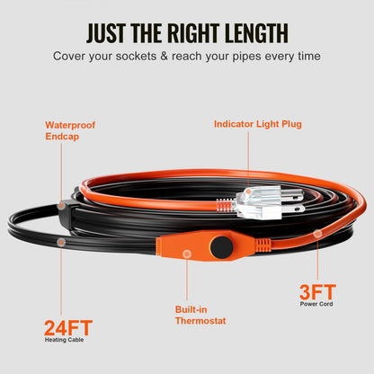 PFPC1-1A024 - 24FT Heating Cable with 7W/FT Power Output