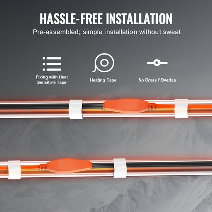 PFPC1-1A080 - 80FT Pipe Heating Cable with Thermostat & Indicator Light