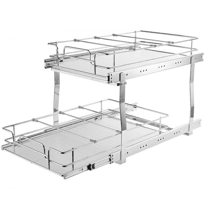 LX-C9274 - 2-Tier 14"W Pull Out Chrome Organizer for Cabinets